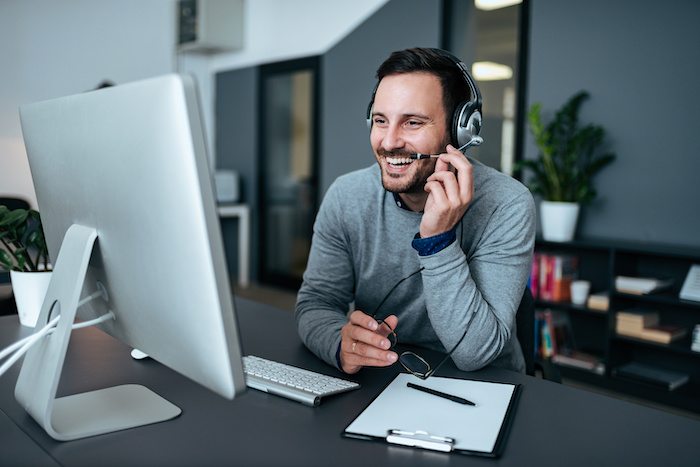 Man Talking on headset